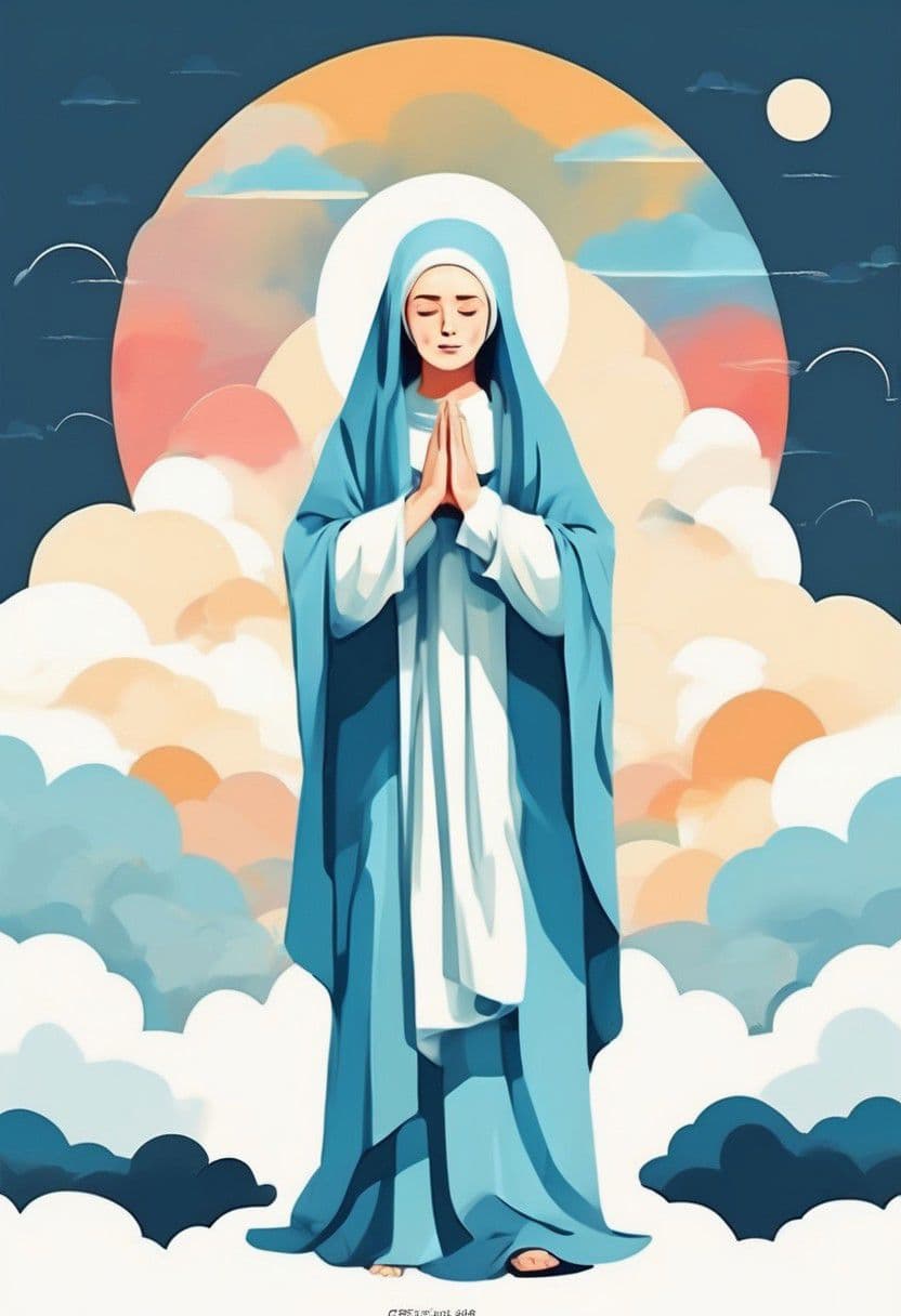 Artistic depiction of Mary under the moonlight